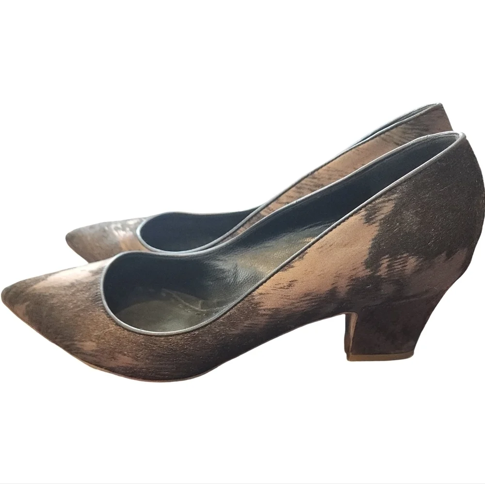 RUPERT SANDERSON Elegant Brown And Gold Calfskin Heels - Picture 3 of 7